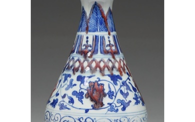 A Chinese underglaze blue and red vase, painted in Ming styl...