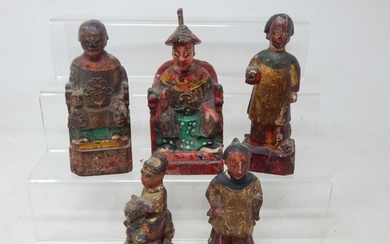 A Collection of 18th/19th Century Chinese Carved Wood & Poly...