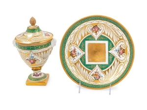 A French Porcelain Covered Cup and Saucer