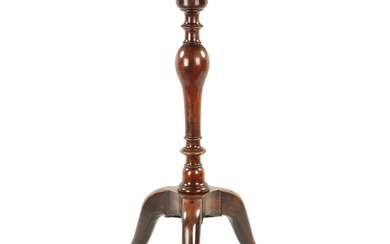 A GEORGE III MAHOGANY CANDLE STAND with dished circular top ...