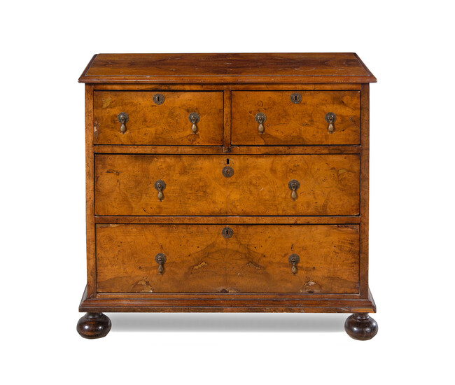 A George II Style Burl Walnut Chest of Drawers