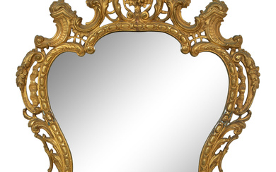 A Louis XV Style Gilt Bronze Cartouche Shaped Mirror