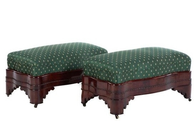 A Pair of American Classical Serpentine Ottomans