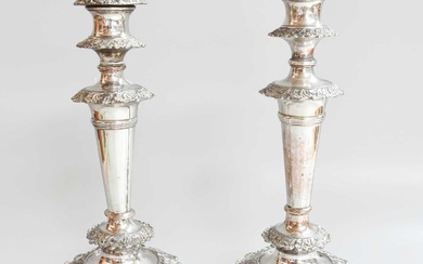 A Pair of Old Sheffield Plate Candlesticks, Apparently Unmarked, Circa...