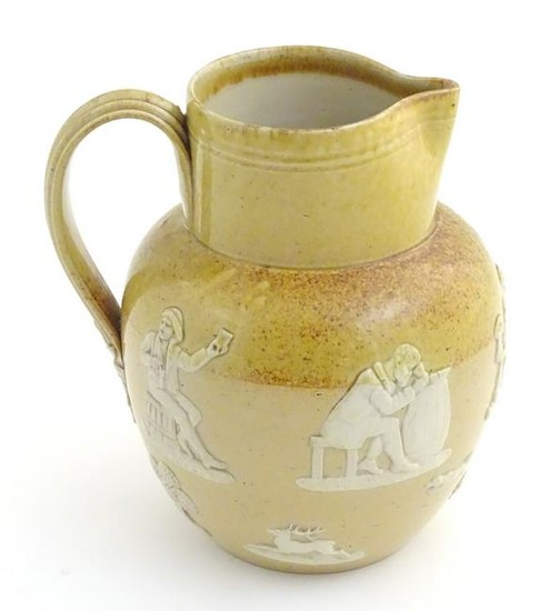 A Royal Doulton salt glaze jug with relief decoration