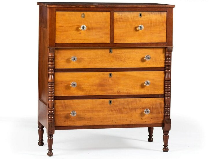 A Sheraton Cherry and Tiger Maple Chest of Drawers