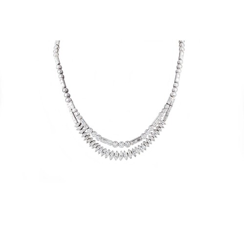 A TWO ROWED DIAMOND NECKLACE, set with brilliant, marquise a...