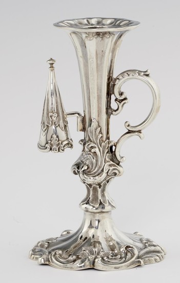 A VICTORIAN SILVER TAPERSTICK of leafy naturalistic form, ...