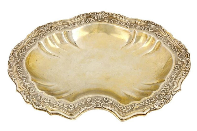 A Victorian Scottish sterling silver gilt basin, Glasgow 1864 by John Miller and Co