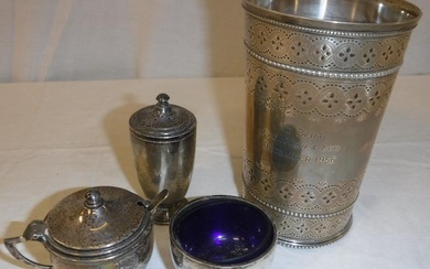 A Victorian silver beaker inscribed ''To Bert from Lou...