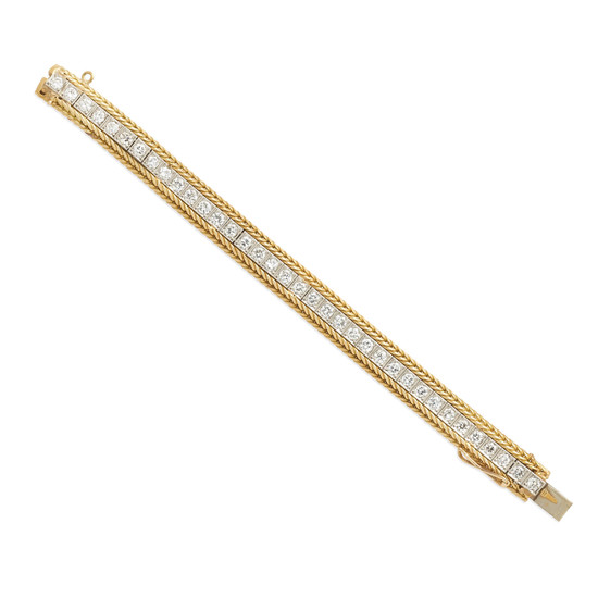 A bi-color gold and diamond bracelet
