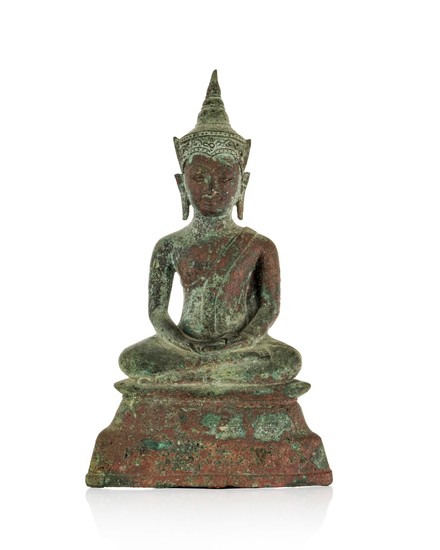 A bronze figure of a sitting Buddha, probably Thailand, 22 cm high
