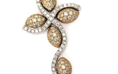 SOLD. A diamond pendant in shape of a cross set with numerous brilliant-cut diamonds weighing a total of 2.36 ct., mounted in 18k gold and white gold. L. 5,5 cm. – Bruun Rasmussen Auctioneers of Fine Art
