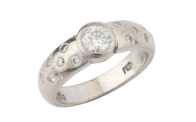 A diamond solitaire ring, the brilliant cut stone approx 0.4ct...