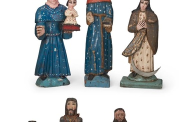 A group of Latin American santos figures
