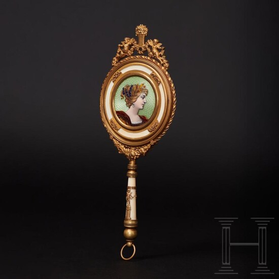 A magnificent hand mirror from the late classical period, probably Paris, 19th century