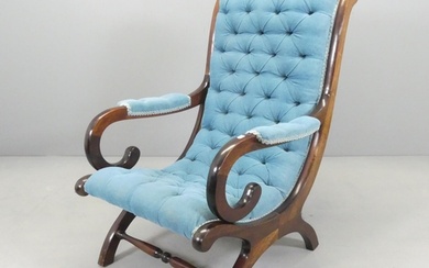 A mahogany and button-back upholstered William IV style open...