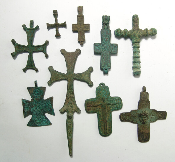 A mixed lot of 9 Byzantine-style replica crosses