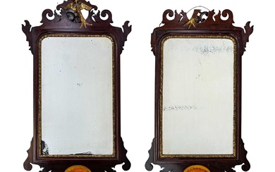 A pair of Georgian design fretwork pier mirrors
