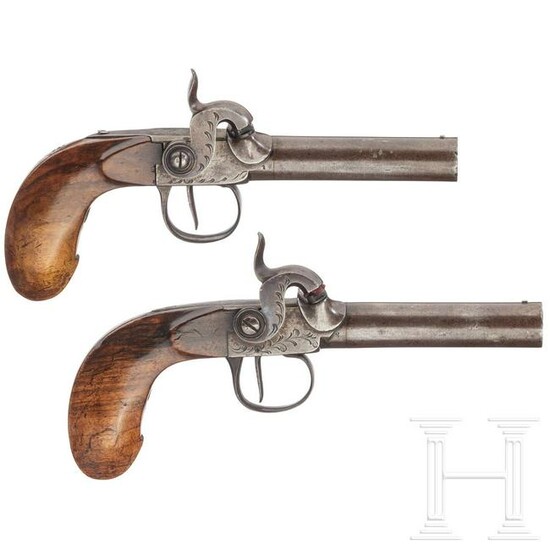 A pair of percussion terzerols, LiÃ¨ge, circa 1840