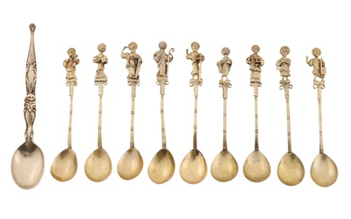 A set of eight continental silver gilt apostle spoons
