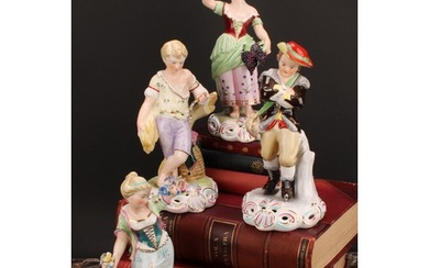 A set of four Sampson Hancock Derby figures, Allegorical of ...