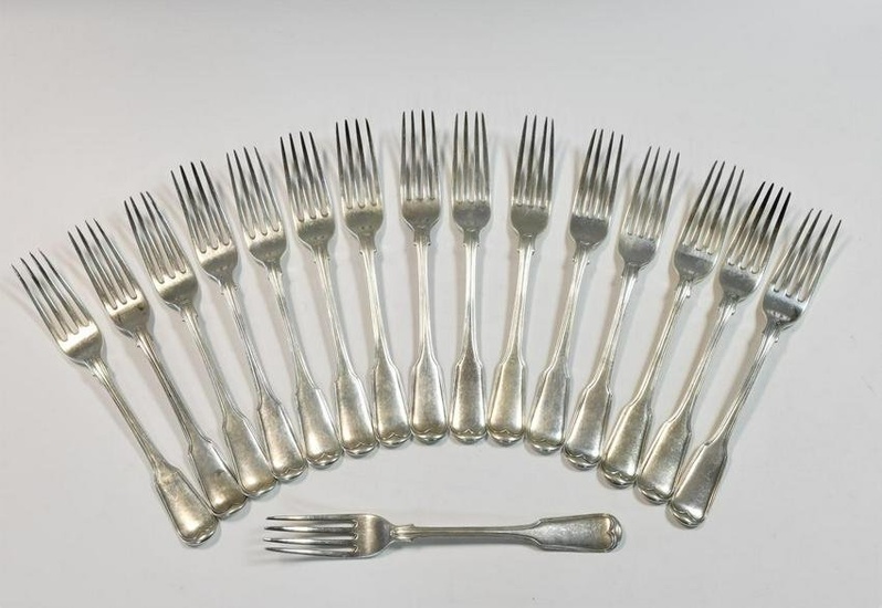 A set of sixteen George III 18th century silver table forks, mark of George Smith (III) & William
