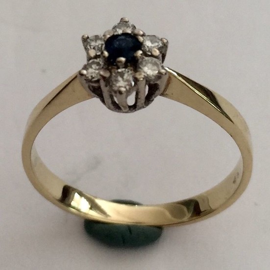 ANJER - 14 kt. White gold, Yellow gold - Ring - 0.07 ct Sapphire - Diamonds