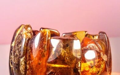 Amber - Unique Baltic Amber with Floral inclusions - Massive bracelet - 60×5×3 cm - 122 g