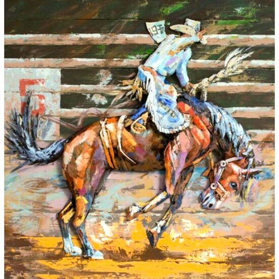 American Cowboy Mixed Media Painting
