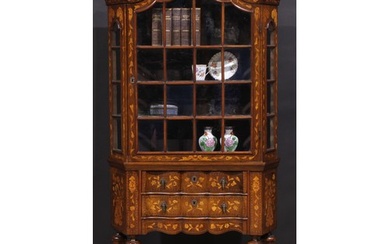 An 18th century style Dutch marquetry display cabinet, of sm...