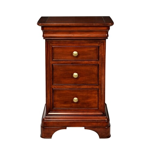 An antique style three drawer mahogany bedside chest, late 2...