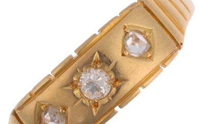 An early 20th century 18ct gold three stone diamond half hoo...