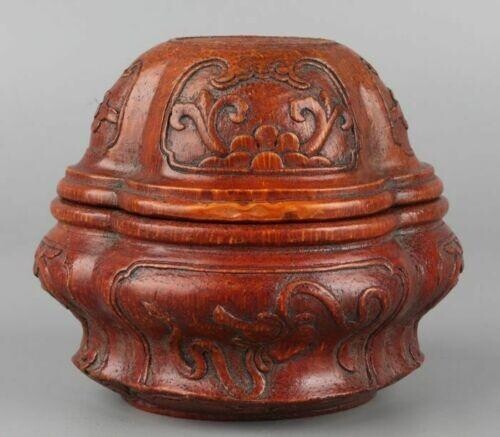 Antique Chinese Cricket Fighting Pot Bamboo Root