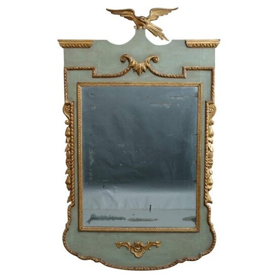 Antique English Figural Parcel Gilt Phoenix Mirror