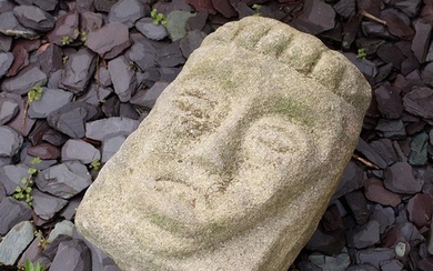 Antique carved stone head Of Royal or Religious figure appea...