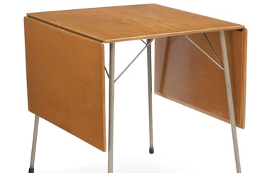 SOLD. Arne Jacobsen: Dining table with steel frame. Laminated beech top with flip-down leaves. Model 3601. – Bruun Rasmussen Auctioneers of Fine Art