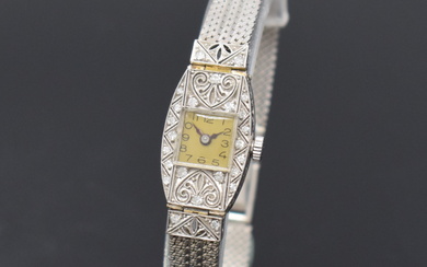 Art Deco ladies platinum wristwatch with diamonds, Switzerland around 1930,...