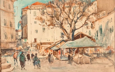 Arthur Henry Knighton-Hammond (1875-1970) - Market Scene (south of France)