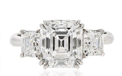 Ascher Cut 3 carat Emerald Cut Diamond D/VVS2 GIA Engagement Ring