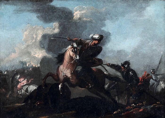 Augustus Querfurt (Wolfenbuttel, 1696 - Vienna, 1761) - Scontro di cavalleria