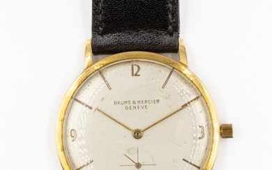 BAUME & MERCIER Montre bracelet d'homme. Boîtier circulaire en or jaune (750), cadran à fond...