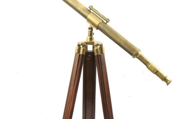 BRONZE AND BRASS TELESCOPE 19TH OR EARLY 20TH C