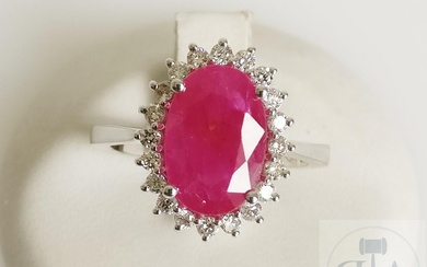 Bague en rubis et diamant de 4,01ct avec certificat GRA n° 1820002696AN - Matière :...