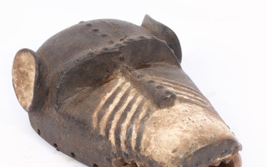 Bamana? Bambara? Mali African tribal zoomorphic carved polychrome monkey/ hyena mask decorated with
