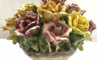 Basso Porcelain Rose Centerpiece , Italy