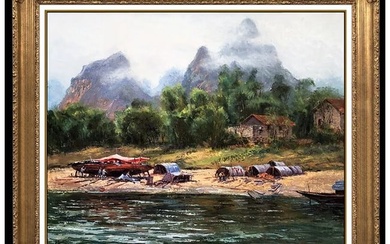 Ben Abril Large Original Oil Painting On Canvas Signed Landscape Framed Artwork
