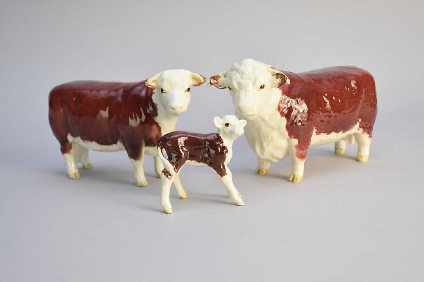Beswick Hereford Cattle family group