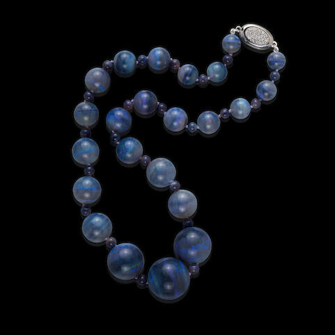 Black Opal Bead Necklace