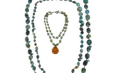 Blue Turquoise Gemstone Nugget Necklaces 3pc LOT